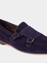 Santoni Dark Blue Dong Suede Formal Loafers