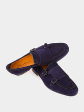 Santoni Dark Blue Dong Suede Formal Loafers