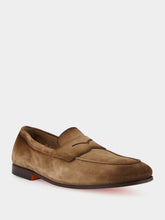 Santoni Light Brown Suede Carlo Loafers