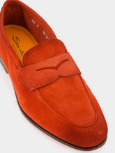 Santoni Red Suede Carlo Loafers