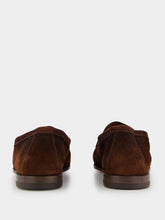 Santoni Brown Suede Penny Loafers