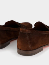 Santoni Brown Suede Penny Loafers