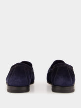 Santoni Blue Suede Penny Carlos Loafers