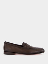 Santoni Brown Calf Leather Carlo Loafers