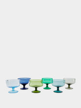 Bitossi Set of 6 Blue and Green Small Cups Mixed Shapes