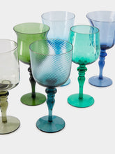 Bitossi Set 6 Goblets Texture Blue and Green Nuances