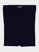 Miu Miu Navy Blue Ribbed Cotton Tights
