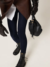 Miu Miu Navy Blue Ribbed Cotton Tights