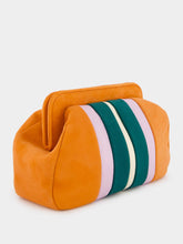 Paula Medine Orange Leather And Suede Clutch