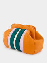 Paula Medine Orange Leather And Suede Clutch