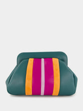 Paula Medine Botanical Green Leather and Suede Clutch