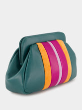 Paula Medine Botanical Green Leather and Suede Clutch