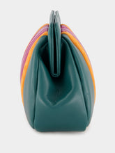 Paula Medine Botanical Green Leather and Suede Clutch