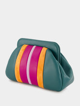 Paula Medine Botanical Green Leather and Suede Clutch