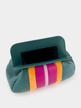 Paula Medine Botanical Green Leather and Suede Clutch