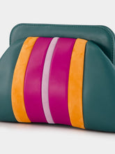 Paula Medine Botanical Green Leather and Suede Clutch