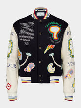 Casablanca Navy Chenille Patchwork Bomber Jacket