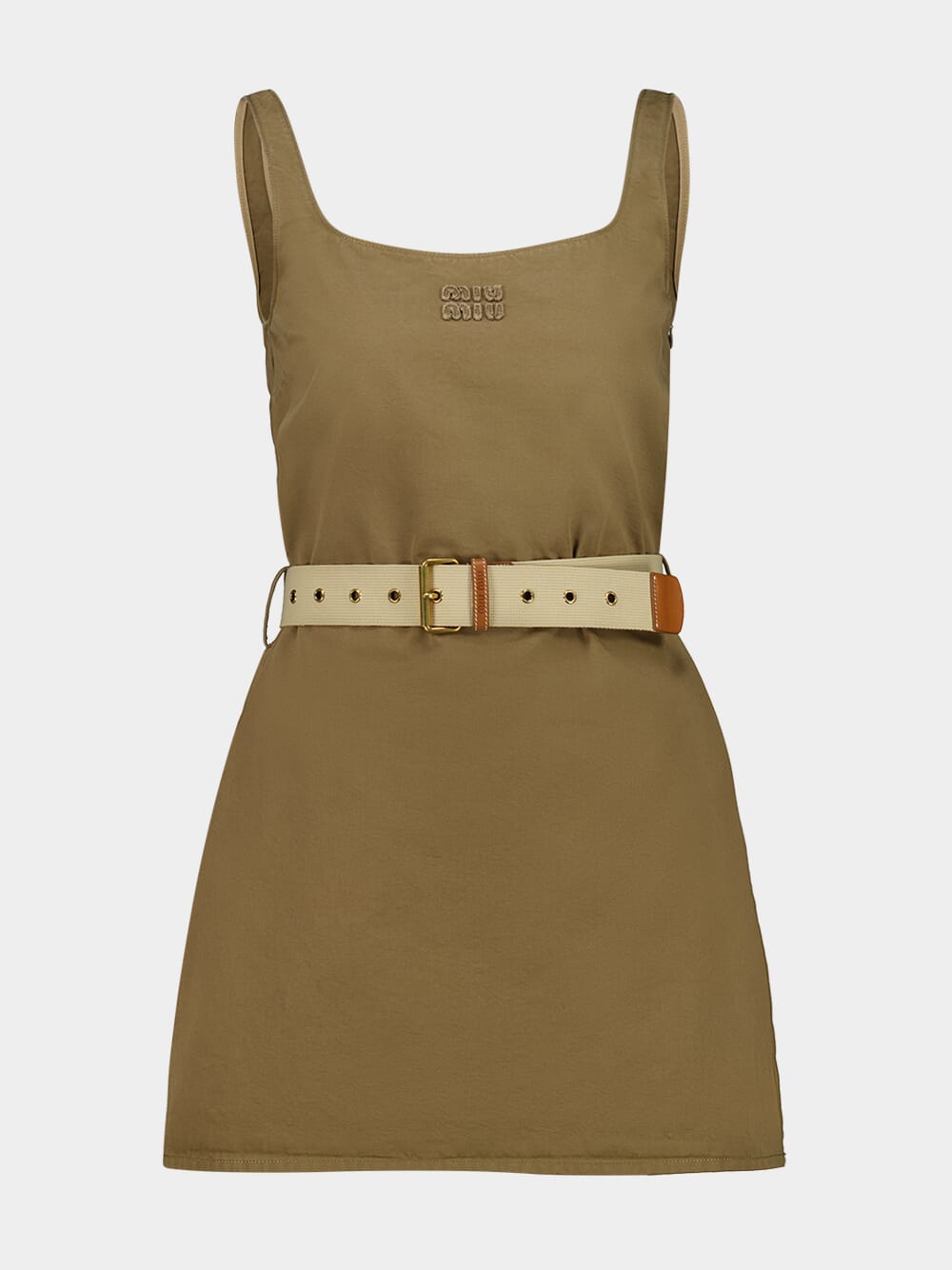 Miu Miu Khaki Belted Cotton Dress | Fashion Clinic Miu Miu Khaki Belted Cotton Dress | Fashion Clinic