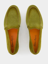 Santoni Malibu Green Suede Loafers