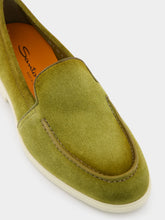 Santoni Malibu Green Suede Loafers