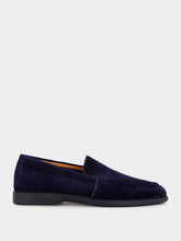 Santoni Blue Suede Calf Leather Loafers