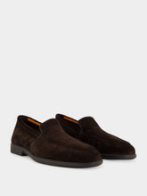 Santoni Brown Suede Calf Leather Loafers