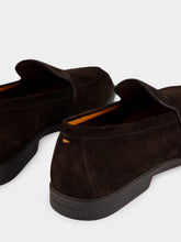 Santoni Brown Suede Calf Leather Loafers