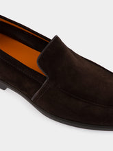 Santoni Brown Suede Calf Leather Loafers