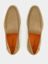 Santoni Suede Almond-Toe Loafers