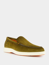 Green Suede Loafers with Rubber Sole | PDP - Fashion Clinic