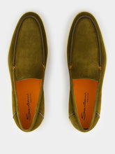 Green Suede Loafers with Rubber Sole | PDP - Fashion Clinic