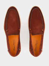 Santoni Burgundy Nubuck Loafer