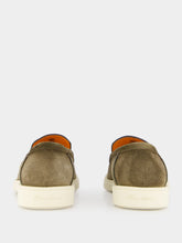 Santoni Green Nubuck Leather Suede Loafers