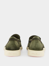 Santoni Green Penny Suede Loafers
