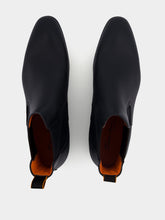 Santoni Black Leather Chelsea Boots
