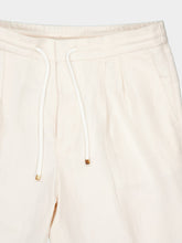 Brunello Cucinelli Off-White Linen Cotton Drawstring Trousers