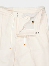 Brunello Cucinelli Off-White Linen Cotton Drawstring Trousers