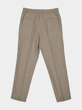 Brunello Cucinelli Khaki Green Linen Cotton Drawstring Trousers