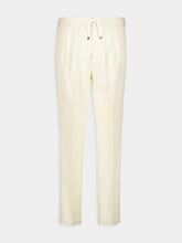 Brunello Cucinelli Cream Linen-Cotton Drawstring Pants