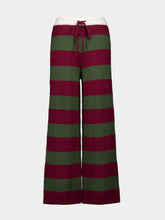 Mira Cabernet and Peacoat Striped Knitted Wide-Leg Pants