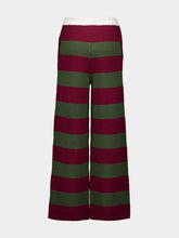 Paula Mira Cabernet and Peacoat Striped Knitted Wide-Leg Pants