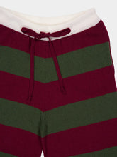 Paula Mira Cabernet and Peacoat Striped Knitted Wide-Leg Pants