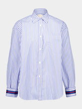 Paula Mirabi Blue Stripes Oversized Relaxed Fit Striped Shirt