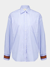 Paula Mirabi Orange Stripes Oversized Relaxed Fit Striped Shirt