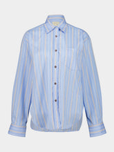 Paula Mirabi Blue Stripes Oversized Relaxed Fit Shirt