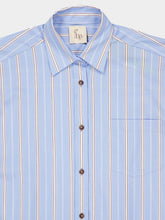 Paula Mirabi Blue Stripes Oversized Relaxed Fit Shirt