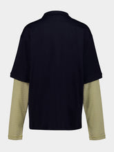 Miu Miu Navy and Olive Layered Jersey Polo Shirt