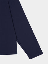 Miu Miu Navy Blue Cotton Pullover with Contrast Collar