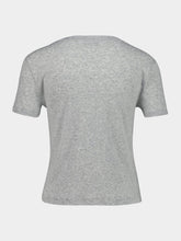 Miu Miu Grey Ribbed Jersey Logo T-Shirt
