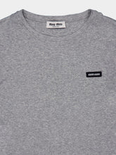Miu Miu Grey Ribbed Jersey Logo T-Shirt